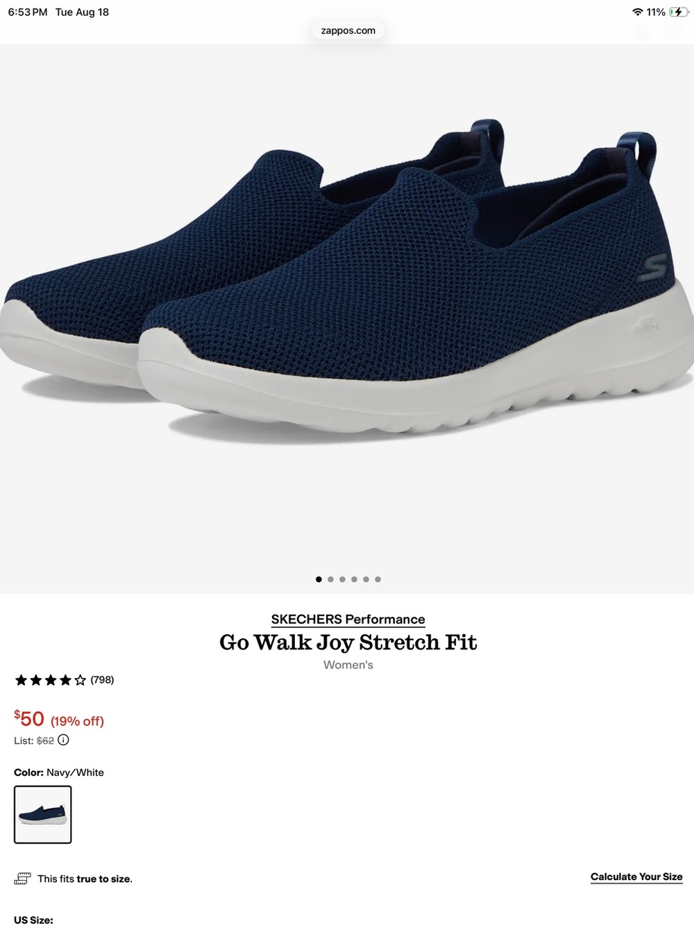 Skechers Go Walk Joy Stretch Fit Slip-On Sneakers - Navy/White